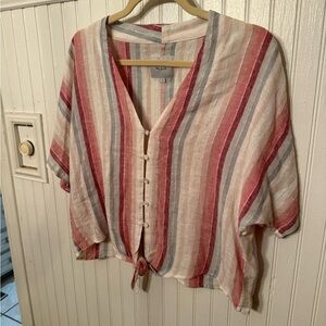 Rails Thea Linen Striped Shirt Tropic Stripe Small